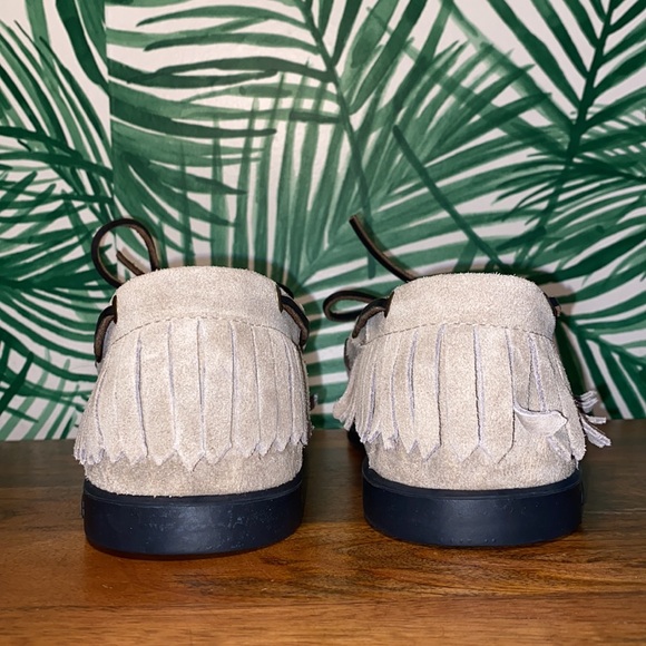 Ronnie Fieg x Sebago Tan Suede Fringe Leather Dockside Moccasins Men’s 9.5 M - Picture 4 of 11